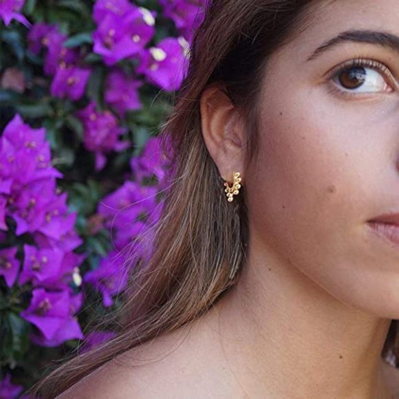 S925 Sterling Silver Post Huggie Hoop Earrings 14K Gold Plated Dangle Hoop Cuff Earring Hypoallergenic Dainty Cubic Zirconia Snake Ball Spike Evil Eye Moon Star Huggie Hoop Earrings